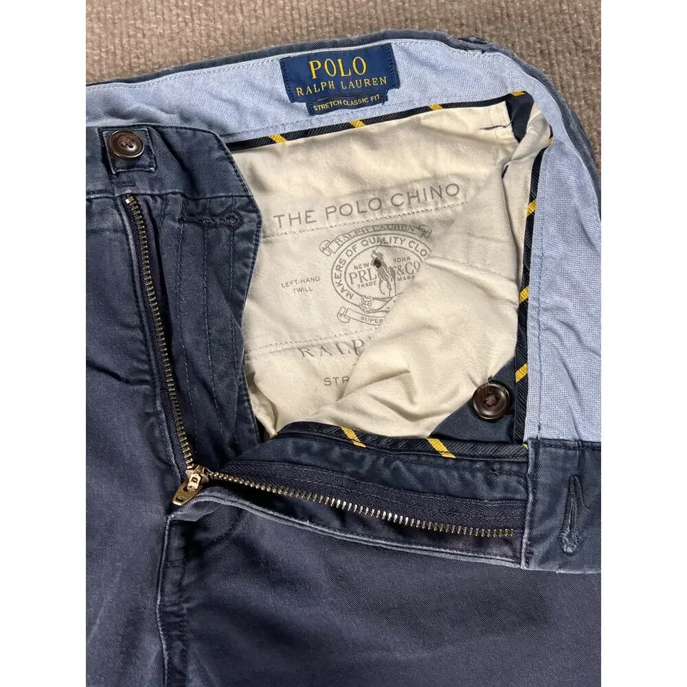 Polo Ralph Lauren Shorts Mens 31 Navy Blue Stretch Classic Fit Chino